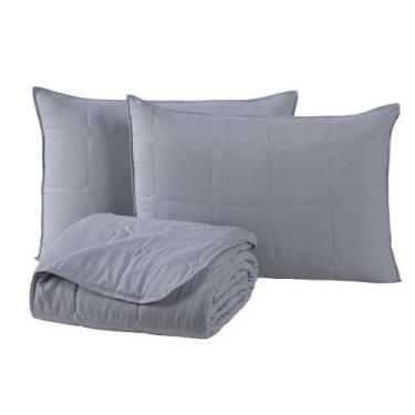 Imagem de Kit Colcha Speciale Queen Toque Acetinado 400 Fios 3Pç Cinza - Casa Sc
