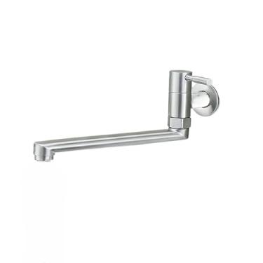 Imagem de ‌Torneira Longa Para Pia De Serviço - Montagem Em Parede, Bica Giratória E Extensível 4", Material Inox De Luxo(Prata)