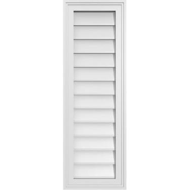 Imagem de Ekena Millwork GVPVE12X3602SN Grade de ventilação vertical para montagem em superfície: com 5 cm L x 3 cm A, moldura de tijolo, PVC