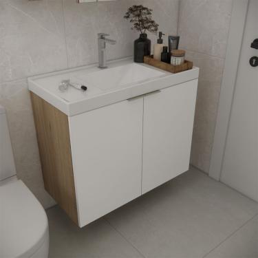 Imagem de Gabinete de Banheiro Vittare 2 Portas Carvalho e Nude