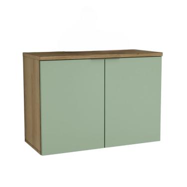 Imagem de Gabinete de Banheiro Nature 2 Portas Carvalho e Verde 90 cm