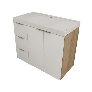 Imagem de Gabinete de Banheiro com Pia Vittare I 2 Portas 3 Gavetas Carvalho e Nude