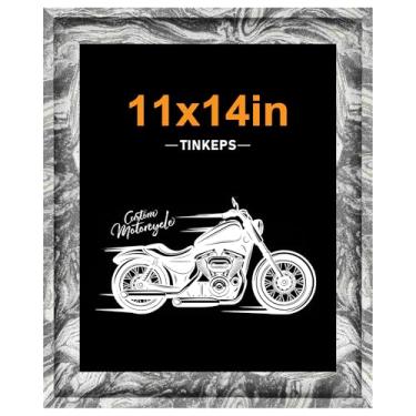 Imagem de Tinkeps Moldura para fotos de 28 x 35 cm em textura mista preta, branca e marrom. Bordas largas curvadas estilo arte moderna, moldura de madeira projetada 28 x 35,5 cm para decoração de mesa ou parede