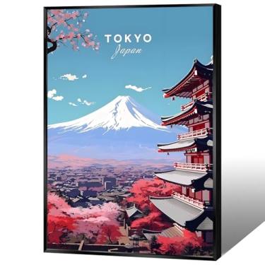 Imagem de Tóquio Tóquio Tóquio Canvas Posters Mount Fuji Cherry Blossoms Wall Art Japan City Landscape Prints Pintura para sala de estar quarto dormitório decoração de parede 20 x 30 cm sem moldura