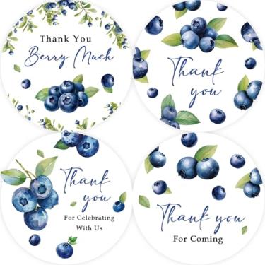 Imagem de 80 adesivos de agradecimento de mirtilo, adesivos redondos Thank You Berry Muit, etiquetas redondas de frutas doces para lembrancinhas de festa temáticas de aniversário/chá de bebê