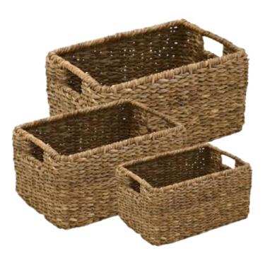 Imagem de Conjunto 3 Cestos Alga Marinha Organizadores Banheiro Armário