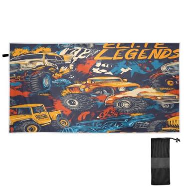 Imagem de Blueangle Toalha de praia estilo grafite caminhão - toalhas de viagem leves compactas e grandes - toalha de secagem rápida super absorvente para natação, acampamento e férias (396)
