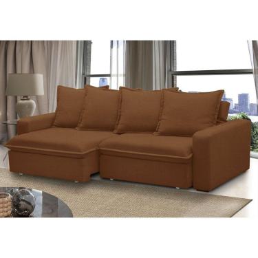 Imagem de Sofá Retrátil e Reclinável 3 Lugares 195cm Molas Espirais e Molas Ensacadas Vicenza Terracota