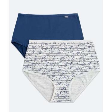 Imagem de Kit 2 Calcinhas Cintura Alta DelRio-31137, Azul, Bege, G
