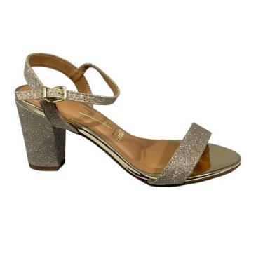 Imagem de Sandália Feminina Vizzano Glamour Glitter Salto Bloco 6262.474, Dourad