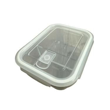 Imagem de Pote Hermético de Vidro Retangular com 2 Divisórias, Recipiente para Alimentos com Tampa, 1000 ml, Transparente