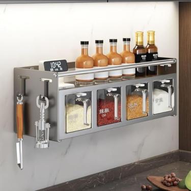 Imagem de Condimento de Cozinha 2 Camadas Recipiente Tempero para Parede Sal Pimenta e Açúcar Fácil Sem Montagem Necessária