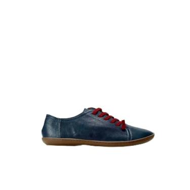 Imagem de Tênis Bibi em Couro Nobre Marinho com Cadarço Vinho Artmello Confortável Leve Moderno (BR, Adulto, Numérico, 34)