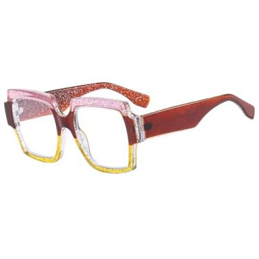 Imagem de Óculos de grau femininos com armação grande e colorida, estilo leopardo, transparente (4)