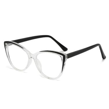 Imagem de Armação de óculos com dobradiça de mola para homens e mulheres, confortável (preto e transparente)