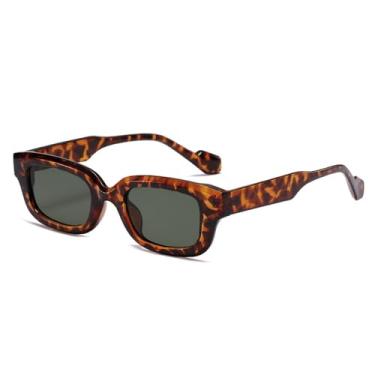 Imagem de Óculos de Sol Femininos com Armação Pequena em Cores Vibrantes, Proteção UV400 e Tamanho Masculino para Esportes ao Ar Livre, Corrida e Ciclismo, Estampa de Leopardo Verde Escuro