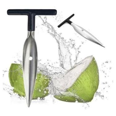 Imagem de FURADOR ABRIDOR DE COCO VERDE PERFURADOR MANUAL CABO EMBORRACHADO EM AÇO INOX