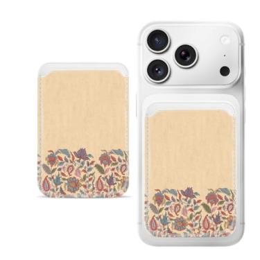 Imagem de Suporte magnético para iPhone, carteira fina de couro PU, capa para cartão, capa traseira para cartão, acessório de telefone fofo