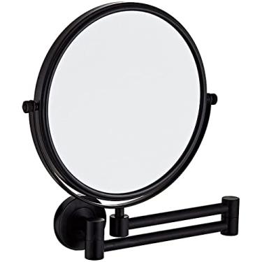 Imagem de YYBOES Espelho de penteadeira, espelho de maquiagem montado na parede com ampliação de 10x, espelho de ampliação dupla face de 20 cm, espelho cosmético de barbear para banheiro preto