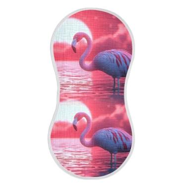 Imagem de WELLDAY Conjunto de 2 panos de musselina para arrotos de bebê, pano macio absorvente de algodão flamingo ao anoitecer, panos de cuspir leite para recém-nascidos unissex, 55 x 28 cm