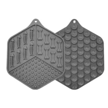 Imagem de Comedouro Interativo Lento para Cachorro Pet Tapete Ventosa Petisqueira Anti Stress Colorido Cães (Cinza)