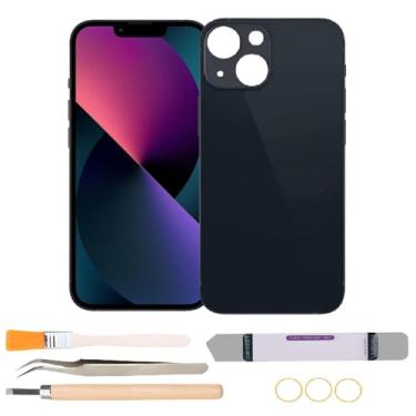 Imagem de Substituição de vidro traseiro compatível com iPhone 13 com kits de ferramentas de reparo (preto)