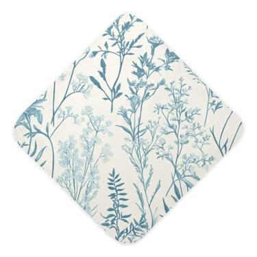 Imagem de Burbuja Toalha de banho vintage Herbs Wildflowers - Toalha de banho macia e absorvente de algodão musselina com capuz para recém-nascidos e bebês, 76 x 76 cm