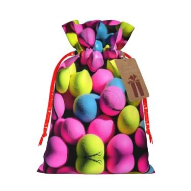 Imagem de Bolas de tênis rosa brilhantes estampadas com cordão de Natal sacos de presente para Natal, aniversário, festa de casamento, presente