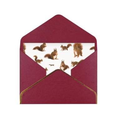 Imagem de SKKNT Cartões de felicitações com estampa de esquilo fofo para todas as ocasiões, convites de festa de aniversário de casamento, 12,7 x 15,2 cm