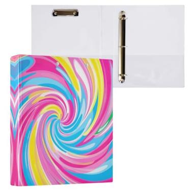 Imagem de STAYTOP Organizador de fichário redondo de cor doce, fichário de 3 anéis com prancheta (carta A4), fichário fofo para material de escritório escolar