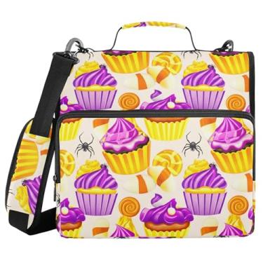 Imagem de Burbuja Pasta de fichário com zíper para cupcakes de Halloween, bolsa de 3 anéis, com lixa expansível e alça de ombro, serve para laptop de 13 polegadas, vários bolsos para trabalho de escritório
