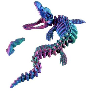 Imagem de PowerTRC 3D Printed Skeleton Mosasaurus – Prehistoric Collectible Articulating Dinosaur 3D Figurine Desk Decoration for Teens and Adults, Made in USA