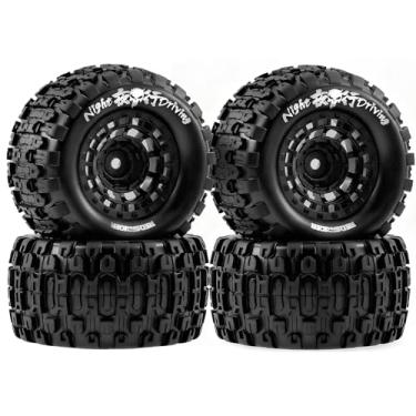 Imagem de REDSPIDER 1/16 RC Truck Tires Wheel 12mm Hex for Traxxas Mini Maxx 107154-1 Mini XRT VXL 108076-1 E-Revo Mini XRT MJX 16207 16210 16209 16208 HSP 94186 LOSI 1/18 Mini LMT (4PCS) (Black)