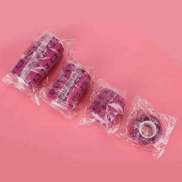 Imagem de Ymiko Atadura de Primeiros Socorros para Animais de Estimação de 4 Pacotes, Fita Respirável Autoadesiva para Cães, Envoltório Elástico para Lesões (Cara de gato rosa)