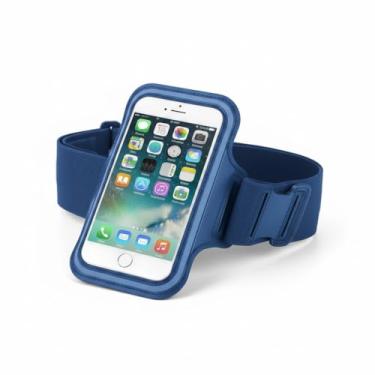 Imagem de Braçadeira Esportiva para Celular, Ajustável, Preta, Compatível com Smartphones até 5.5", para Corrida e Academia, Leve e Resistente (AZUL)