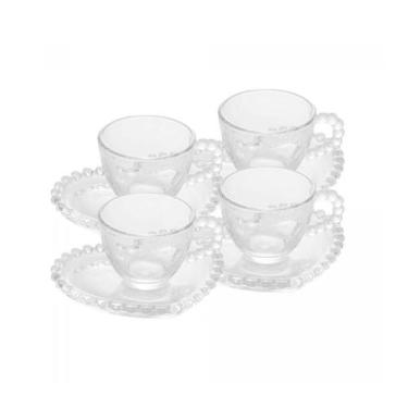 Imagem de Conjunto 4 Xícaras de Chá Com Pires Coração Pearl 180ml - Wolff
