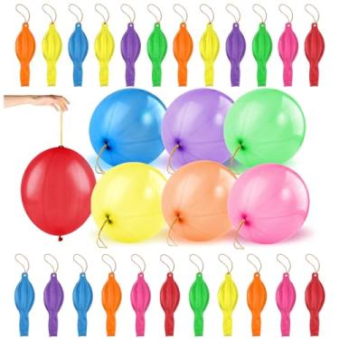 Imagem de 30pcs Punch Balloons for Kids, Thickened Neon Punching Balloon, Large Heavy Duty Balloons with Rubber Band Handle for Birthday Party Favors, Goodie Bag Stuffers, Prizes