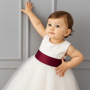 Imagem de Vestido Infantil Longo Branco Faixa MARSALA REF4072 - Só Mariazinha, 2