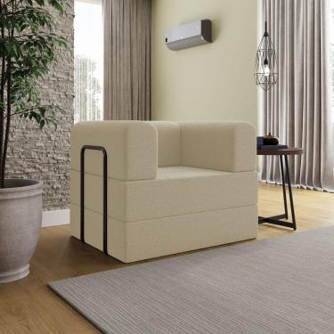 Imagem de Poltrona Decorativa Amora Modular Sala Linho Para Sala linho Bege