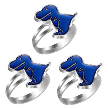 Imagem de 3 peças de anéis de humor para mudança de cor chique dinossauro decoração de dedo anéis de dedo modernos para presente para meninos e meninas