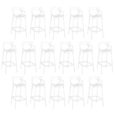 Imagem de Kit 16 Banquetas Allegra Com Encosto Design Cozinha/bancada - Branco