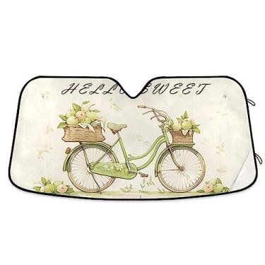 Imagem de Cesto de maçã verde para janela de carro para bicicleta para-brisa frontal, para-sol dobrável para janela de carro, proteção UV, para-sol dobrável para janela de carro, para veículo