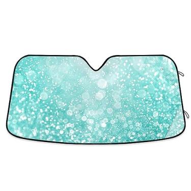 Imagem de Para-brisa de carro com glitter turquesa azul-petróleo, protetor solar para para-brisas de carro, protetor solar de carro