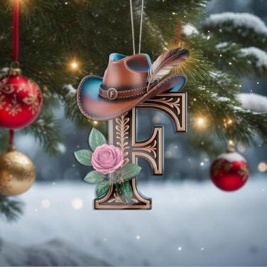Imagem de Enfeites de Natal A-Z Cristal Pendurado, Enfeites de Árvore de Natal Artesanais com Letra F, Decoração de Carro e Casa - Presentes de Natal, Decoração de Artesanato Acrílico, Ideias de Troca de