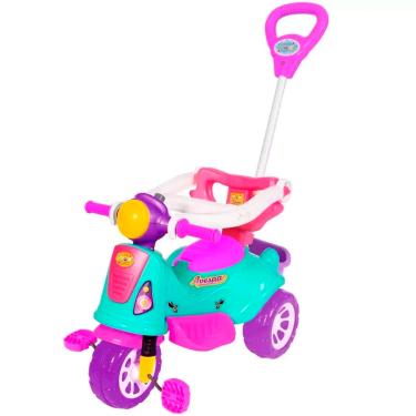 Imagem de Triciclo Infantil Motoquinha Colorido com Empurrador Avespa Maral