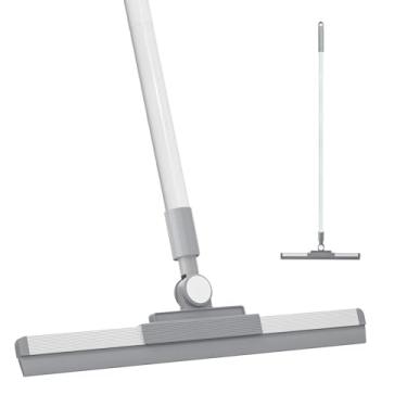 Imagem de Xifando Rodo de chão - Alça longa ajustável de 14,2 polegadas, lâmina de borracha de 180°, cabeça rotativa, resistente, vassoura de rodo para chão, janela, banheiro, azulejo, garagem, concreto