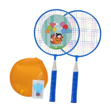 Imagem de menolana Raquetes infantis de badminton define um brinquedo esportivo com saco de armazenamento badminton shuttlecocks para crianças gramado de backyard, Azul
