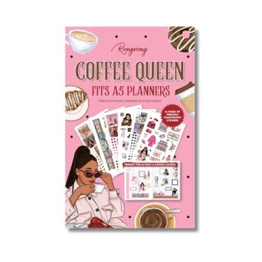 Imagem de Livro de adesivos Coffee Queen Planner – Adesivos decorativos e funcionais para amantes de café para A5 / B6, planejadores diários e semanais, diários, acessórios de planejamento estético de café