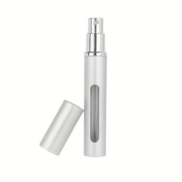 Imagem de 1 spray atomizador de perfume recarregável, névoa ultrafina, caixa de metal de 5 ml com janela, portátil para viagens, bolso, retoque diário, prata