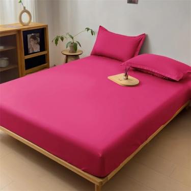 Imagem de Capa de colchão impermeável, lençol de baixo com elástico, protetor de colchão, tamanho casal, cinza/branco, rosa e vermelho, 120x200x30cm